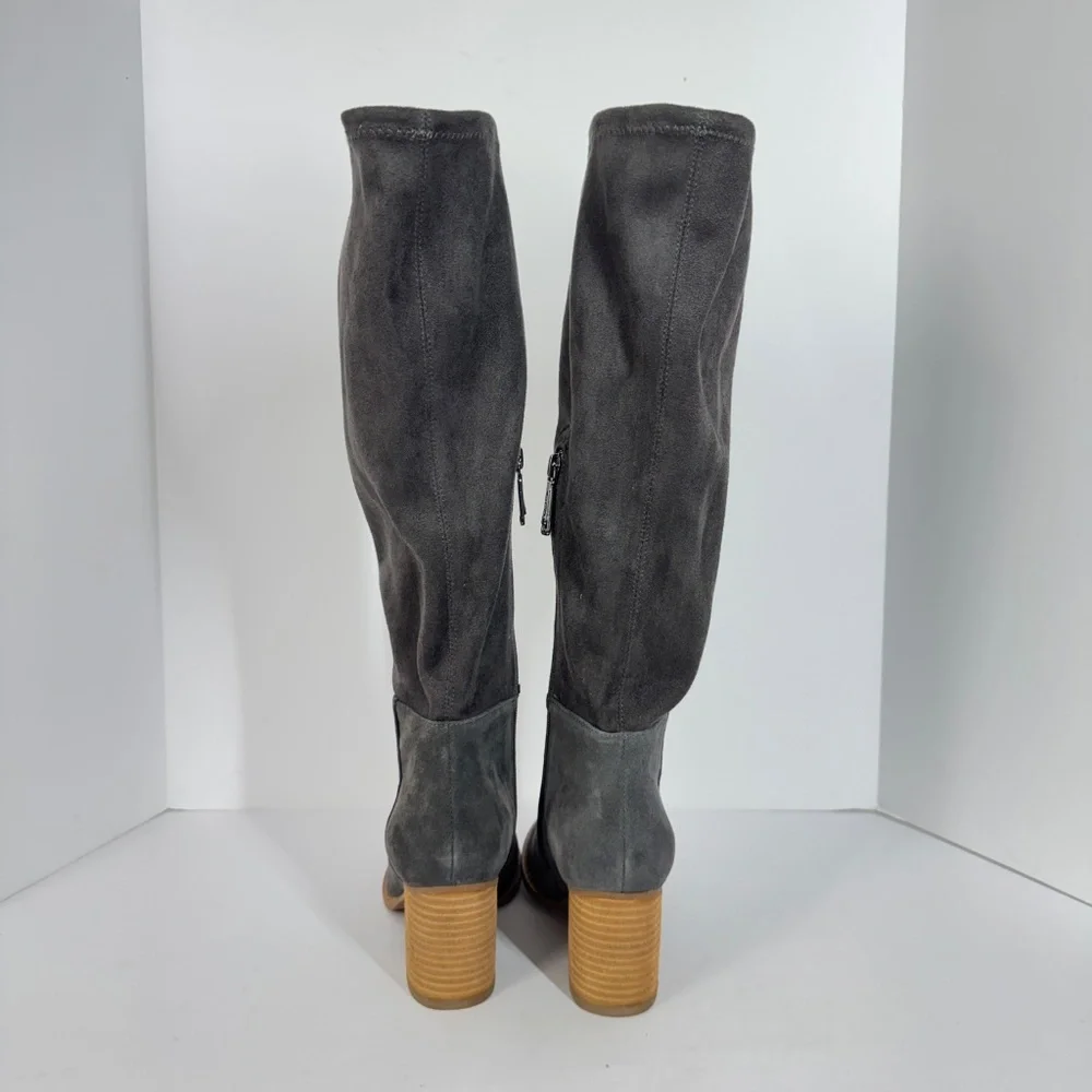 Blondo Gray Women Waterproof Suede Knee High Boots Block Heel Size 6.5M Casual